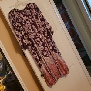 Flowy Romantic ANGIE Floral Duster Purple Medium